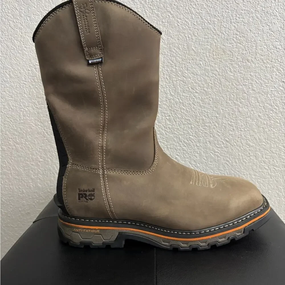 Timberland Pro Men’s Tan Western Style Waterproof Work Boots Size 10.5